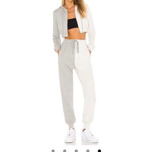 Two-Tone Gray and White Women's Jogger Set - SELLING AS SET